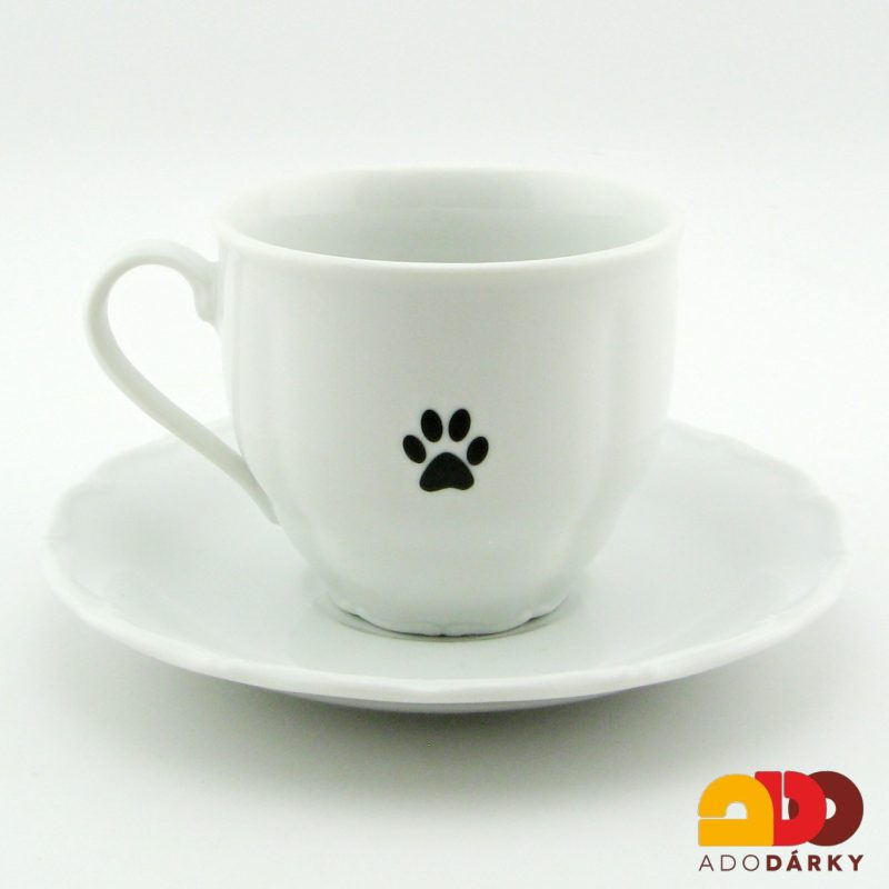 Šálek s podšálkem s protahující se kočkou 230 ml
