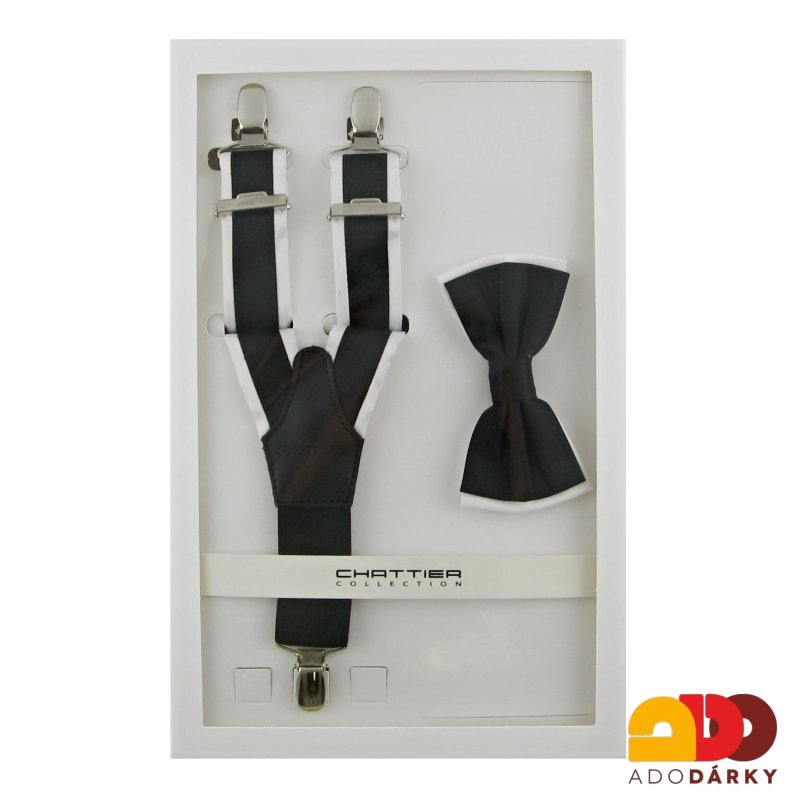 Pánské šle s motýlkem tmavě modro bílé