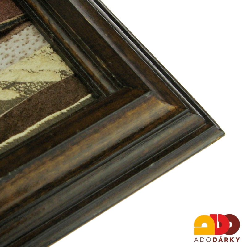 Kožený obrázek v dřevěném rámu 16 cm - var. 4