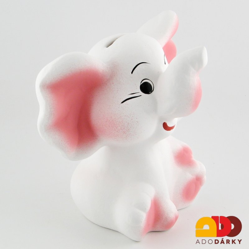 Pokladnička slon střední bílý 26 cm