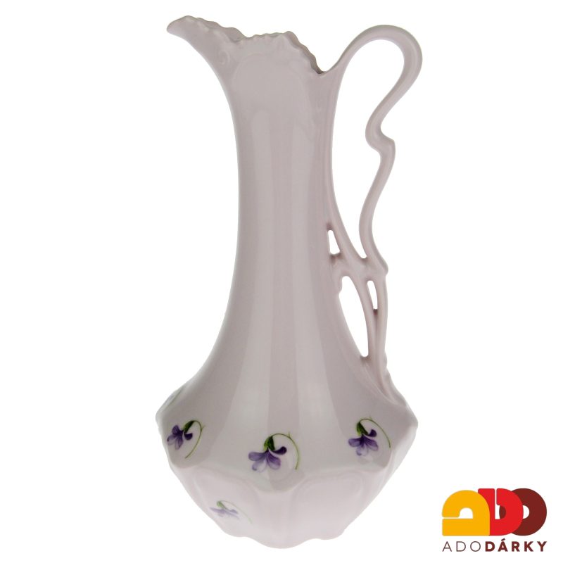 Džbánek růžový porcelán s fialkami 26 cm