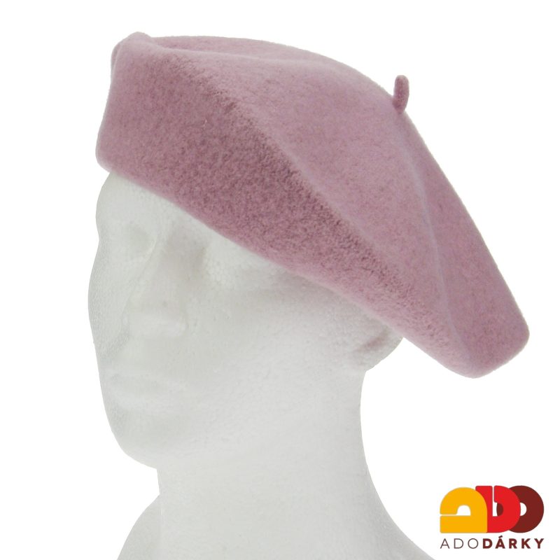 Vlněný baret starorůžový