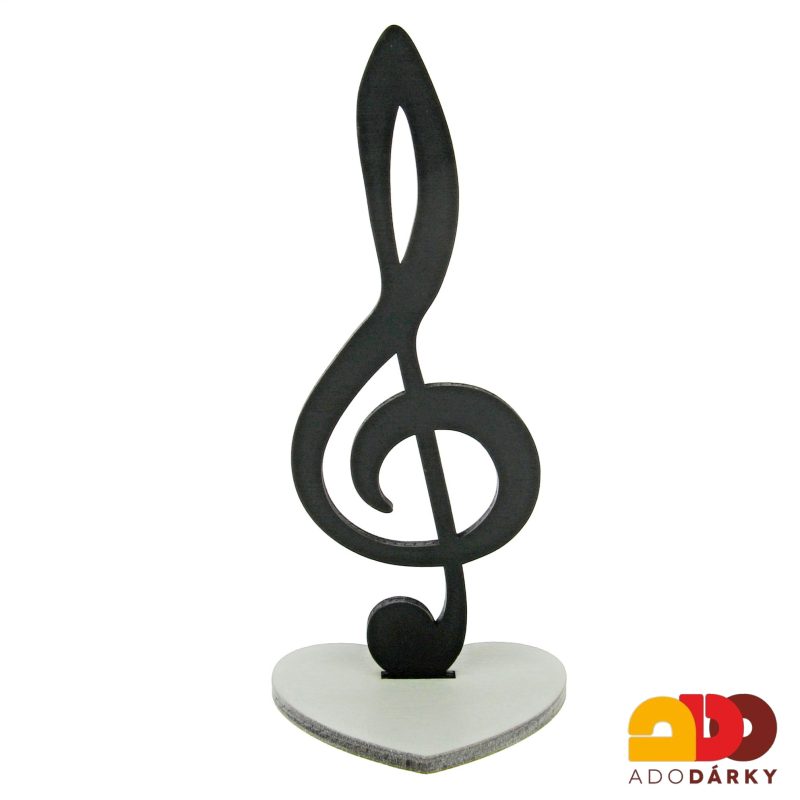 Dřevěná figurka Houslový klíč, černý 18 cm