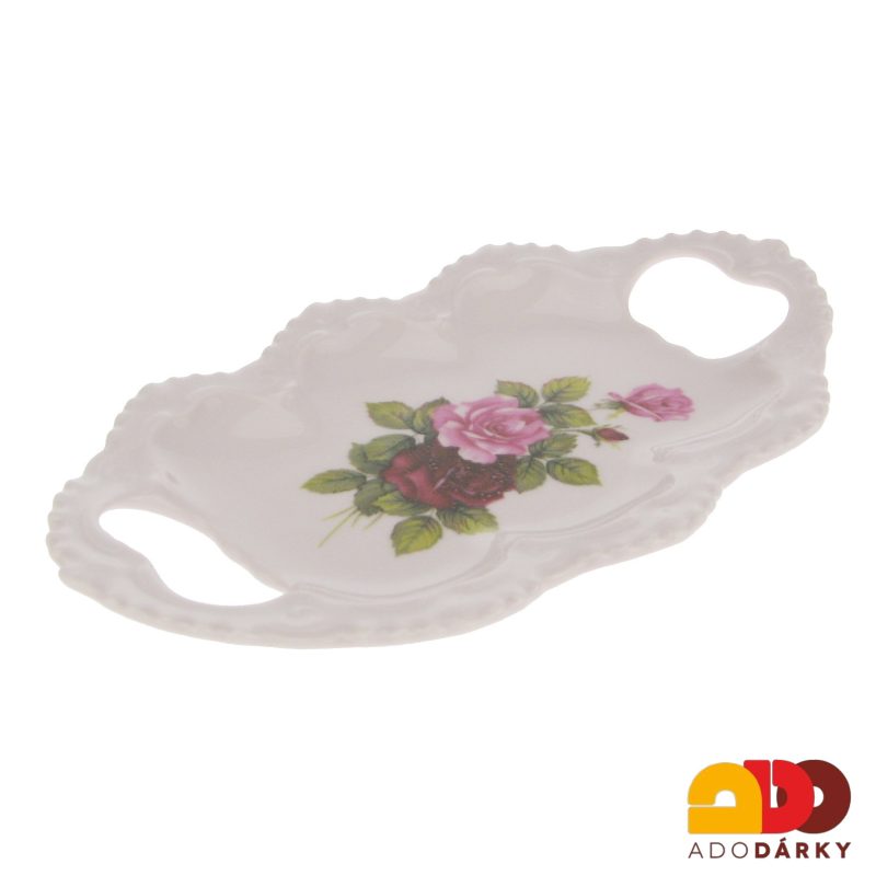 Talířek růžový porcelán s růžemi 16 cm