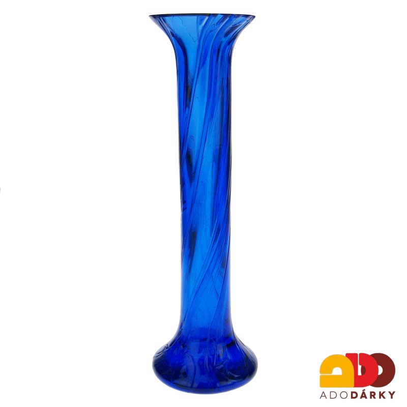 Vysoká úzká modrá váza 31 cm