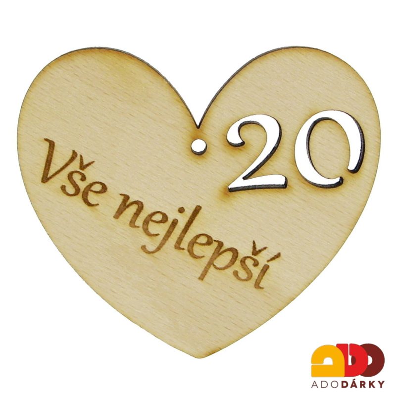 Přání Srdce Vše nejlepší 20 let