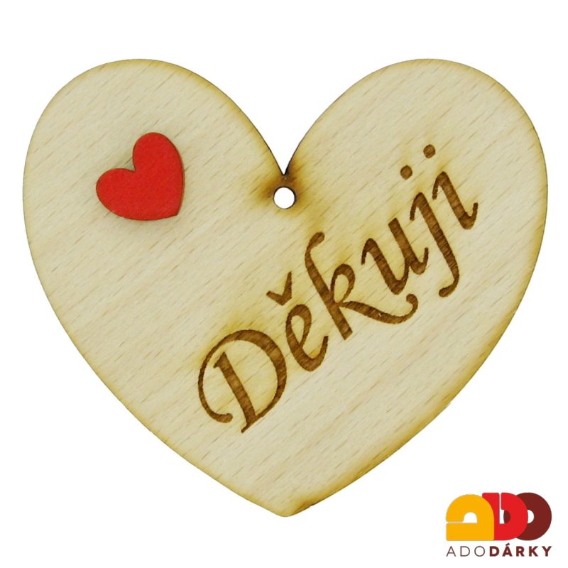Dřevěné srdce Děkuji 8 cm
