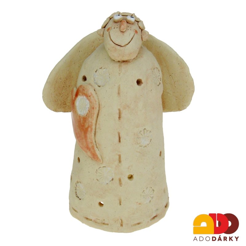 Keramický anděl se srdíčkem 18,5 cm