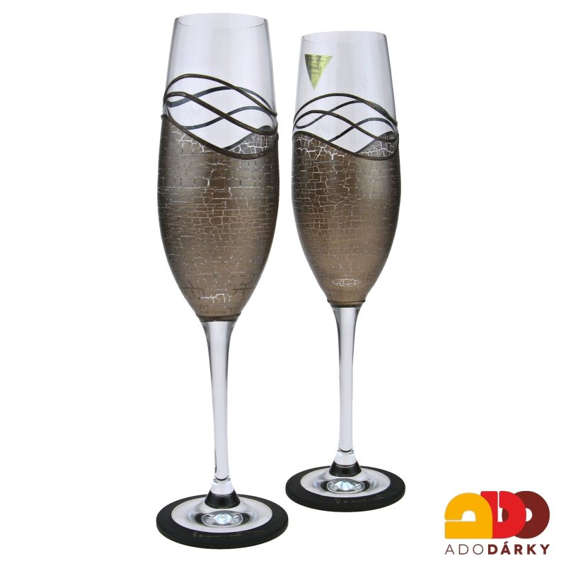 Sada dvou ručně zdobených fléten hnědé barvy 200 ml
