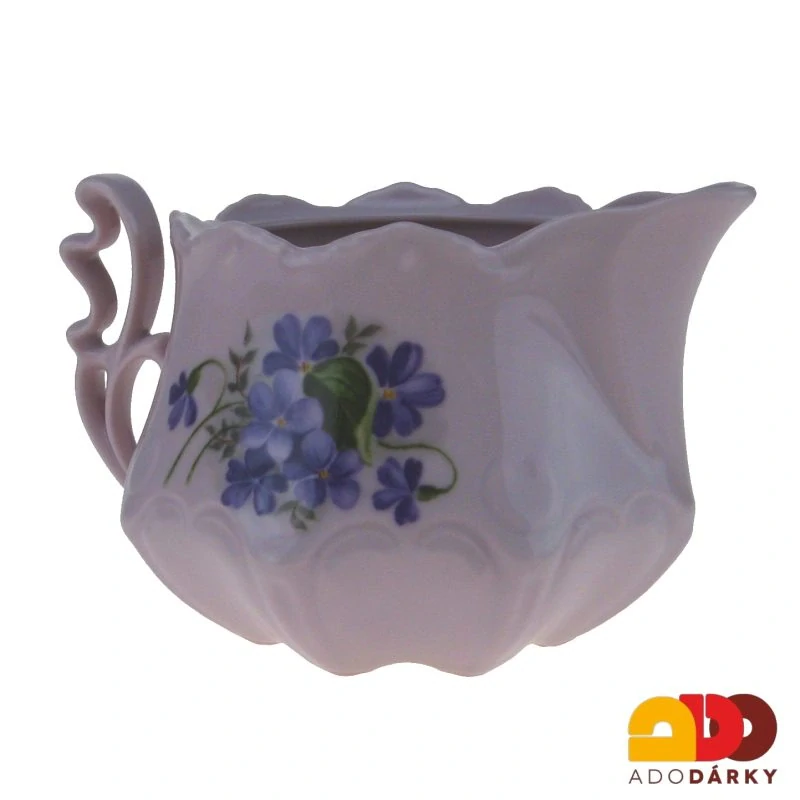 Mlékovka růžový porcelán nižší fialky 0,3l