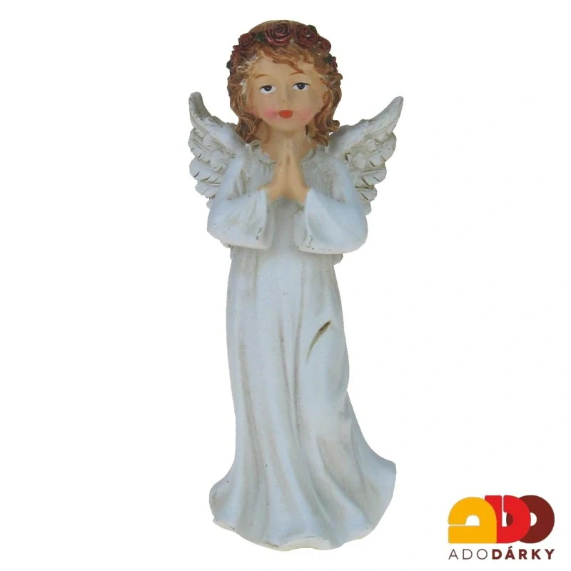 Modlící se anděl s hnědými vlasy 12,5 cm