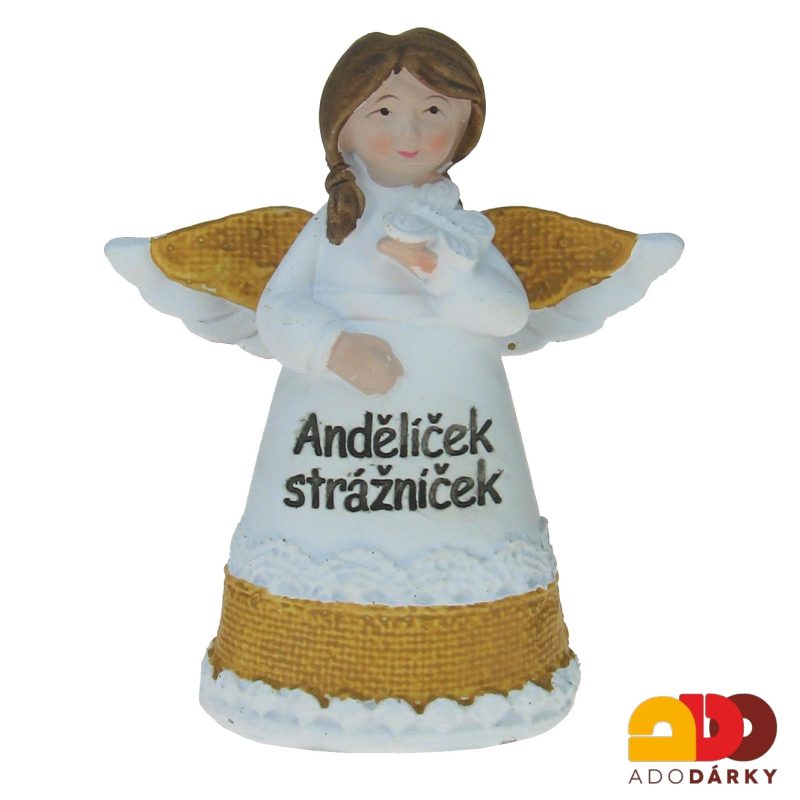Andělíček strážníček s motýlem béžový 10 cm
