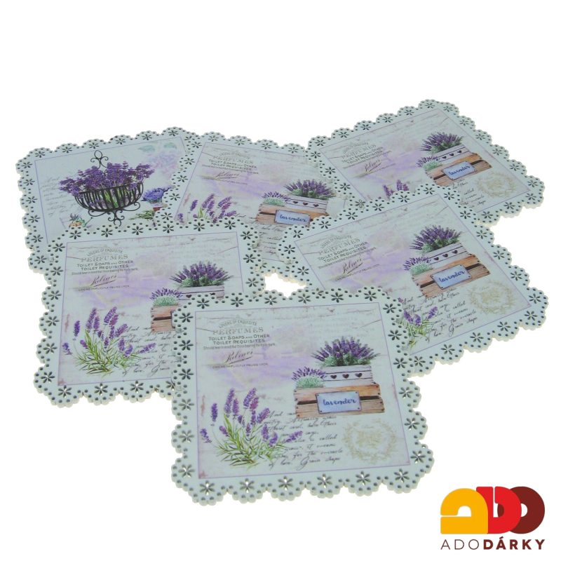 Sada 6 ks podtácků Levandule 10 x 10 cm var. I.