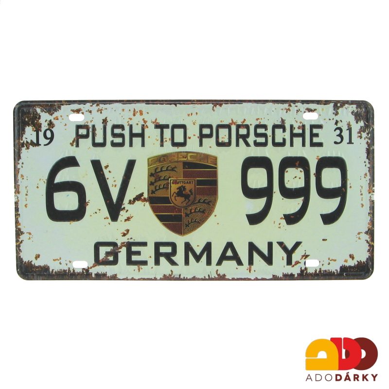 Plechová cedule "Porsche" 31 x 15,5 cm