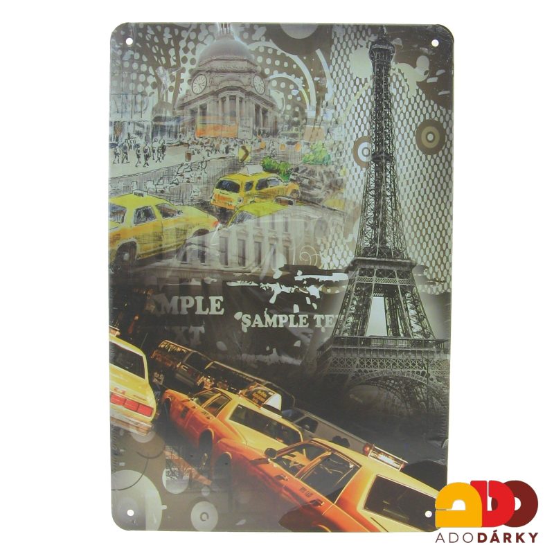 Plechová cedule "Paris taxi" 20 x 30 cm