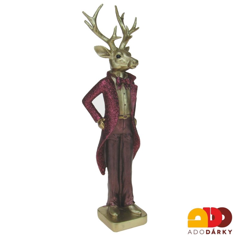 Fialovo - zlatý jelen - člověk 31,5 cm