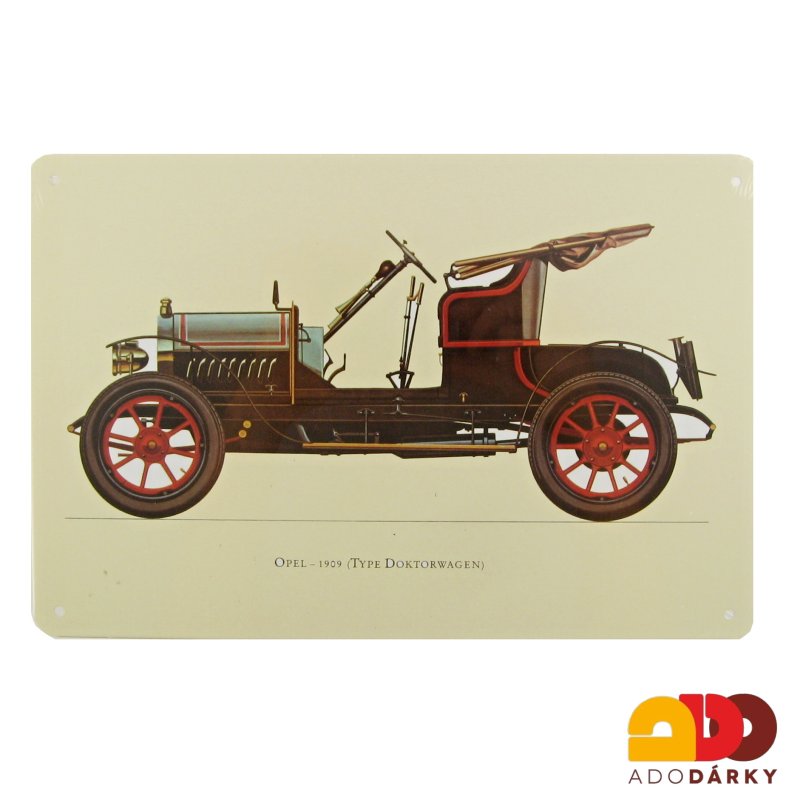 Plechová cedule - Veterán Opel 1909 30 x 20 cm