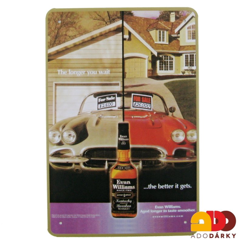 Plechová cedule - Evan Williams Alcohol  20 x 30,5 cm
