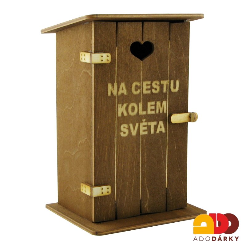 Pokladnička kadibudka "Na cestu kolem světa" 11 x 10 x 18,5 cm