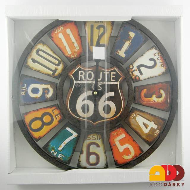 Hodiny dřevěné "Route 66" Ø 40 cm