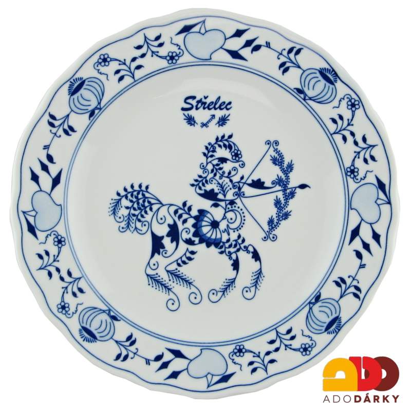 Talíř znamení zvěrokruhu "Střelec" cibulák 24,5 cm