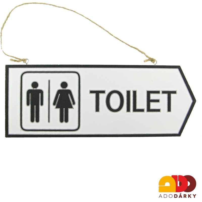 Oboustranná dřevěná cedulka "Toilet" bílá 32 x 12,5 cm
