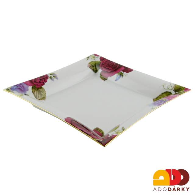 Miska s růžemi zdobená zlatem 20 cm