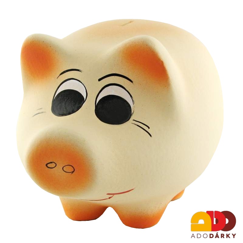Pokladnička prasátko střední světle žluté 24 cm