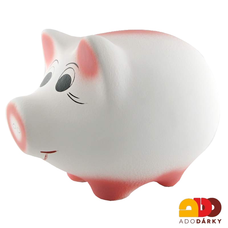 Pokladnička prasátko střední bílé 24 cm