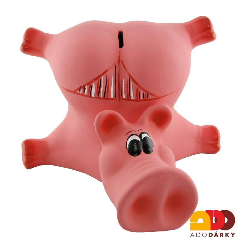 Pokladnička prase velké růžové s tangama 25 cm