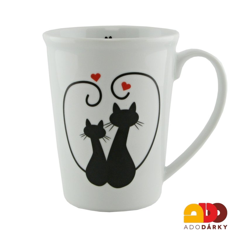 Hrnek s dvěma kočkami v srdci 400 ml