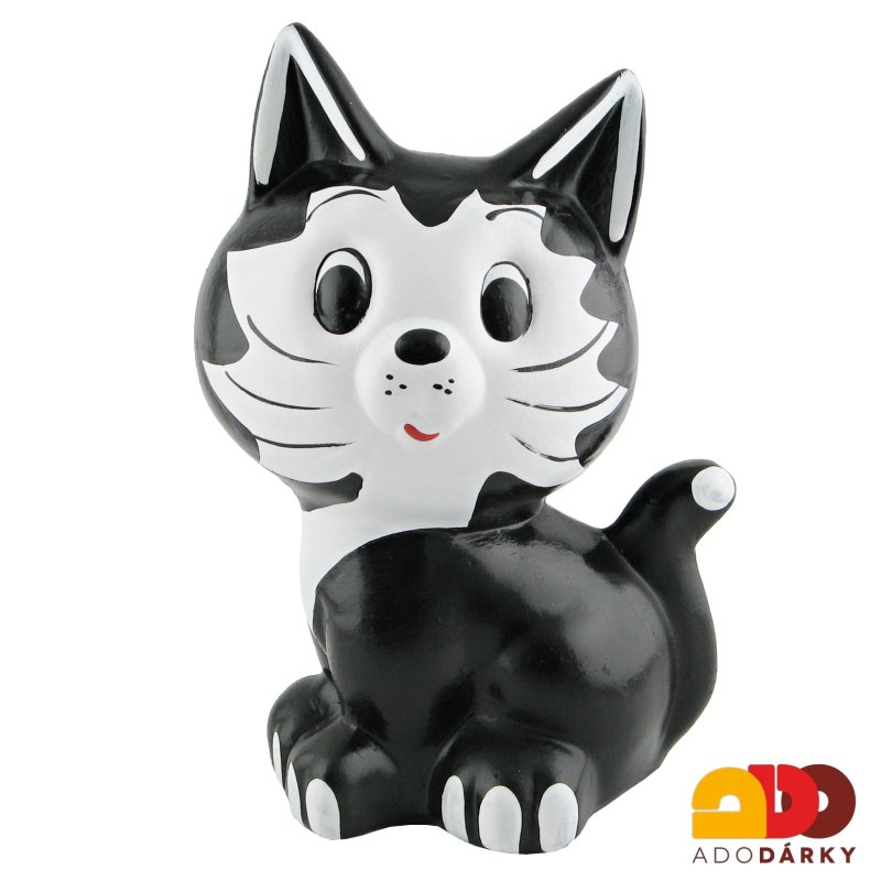 Pokladnička kočka mourek černobílý střední 27 cm