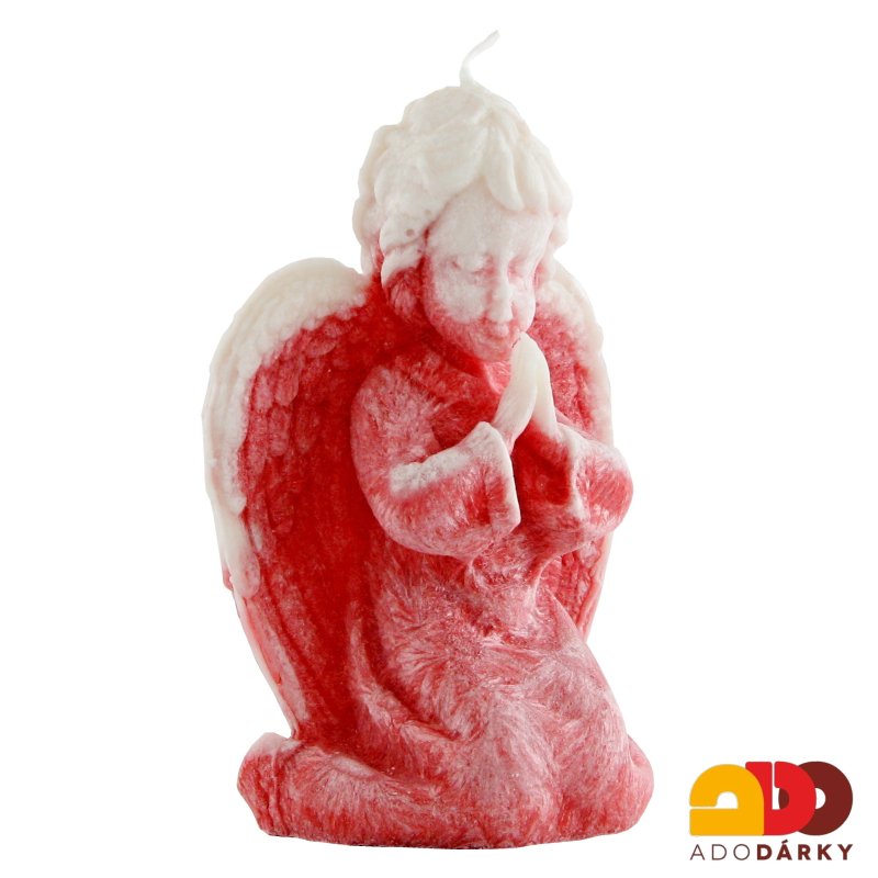 Svíčka klečící anděl tmavě červený 15 cm
