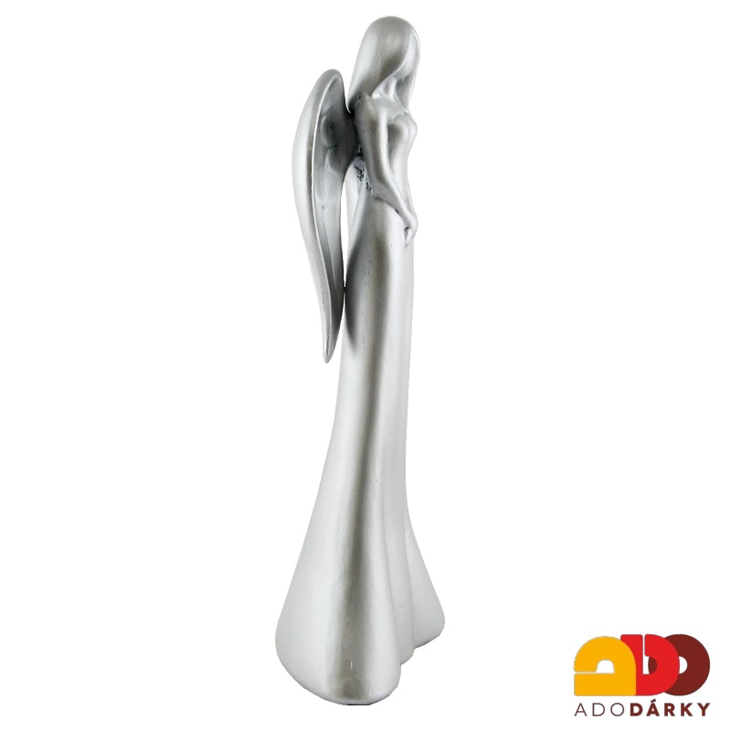Anděl stříbrný 43 cm