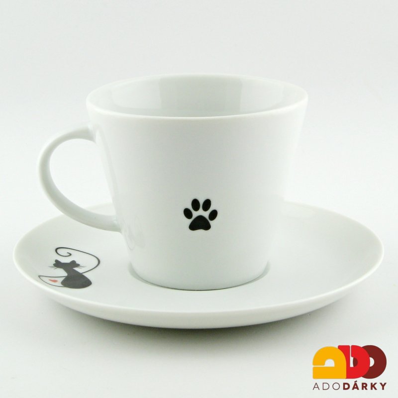 Šálek s podšálkem kočka s ocasem nahoru 250 ml