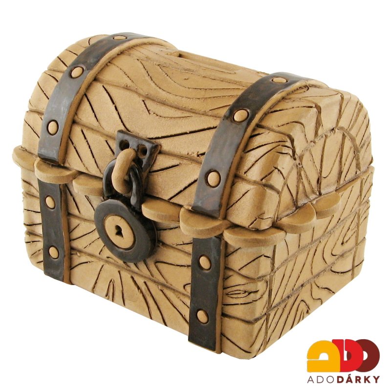 Pokladnička truhla jasně hnědá velká 17 cm