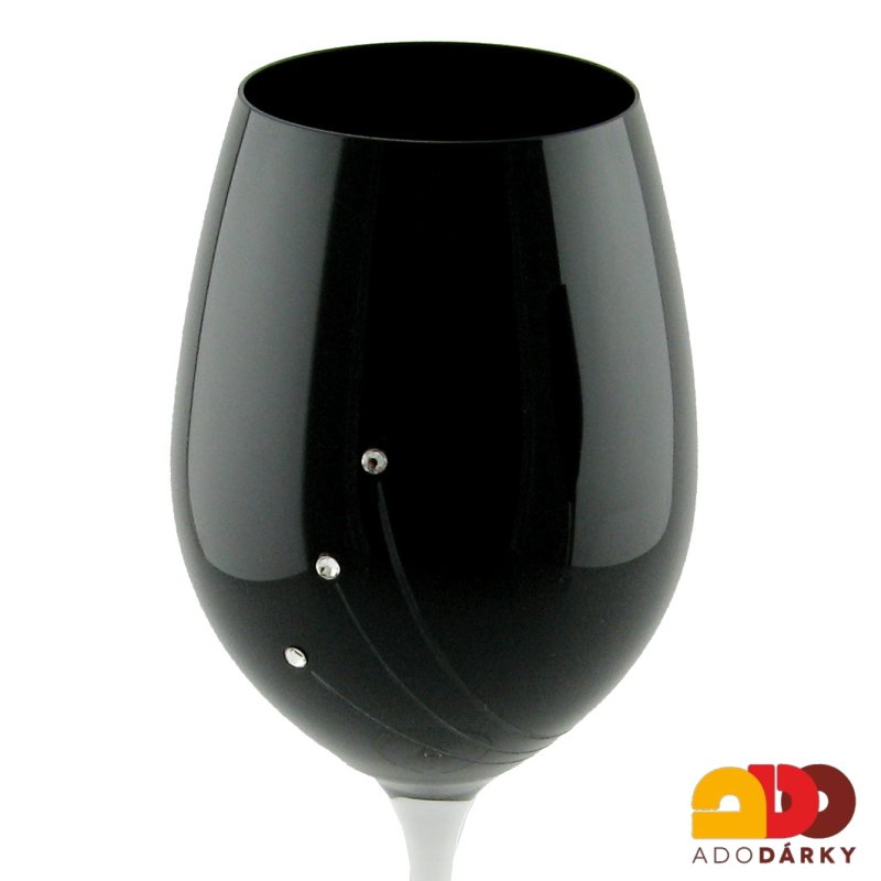 Sklenice na víno Swarovski Black 470 ml, 2 ks