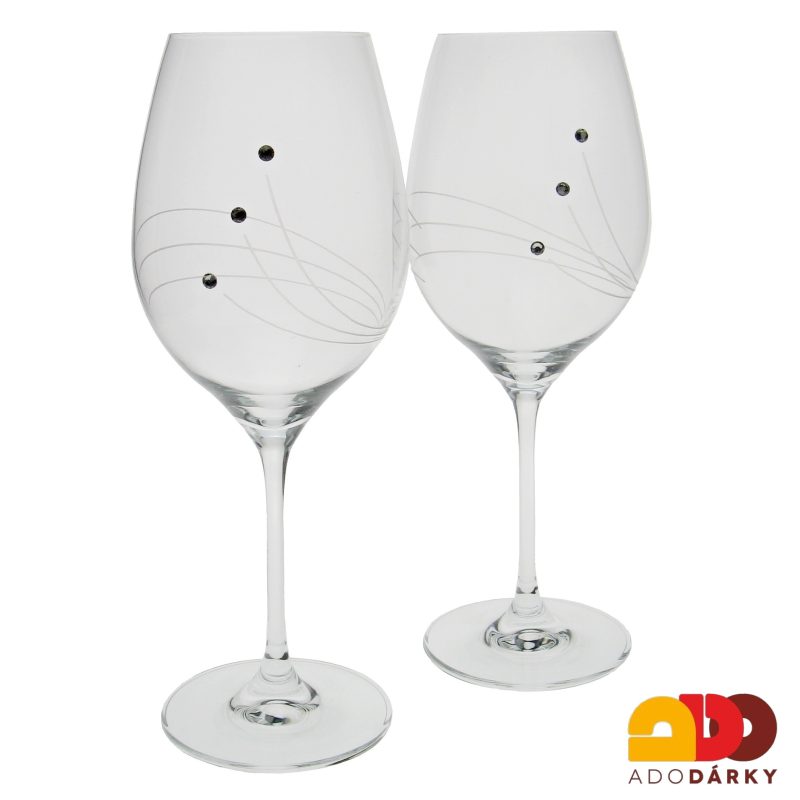 Sklenice na červené víno se třemi kamínky Swarovski 470 ml sada 6 ks