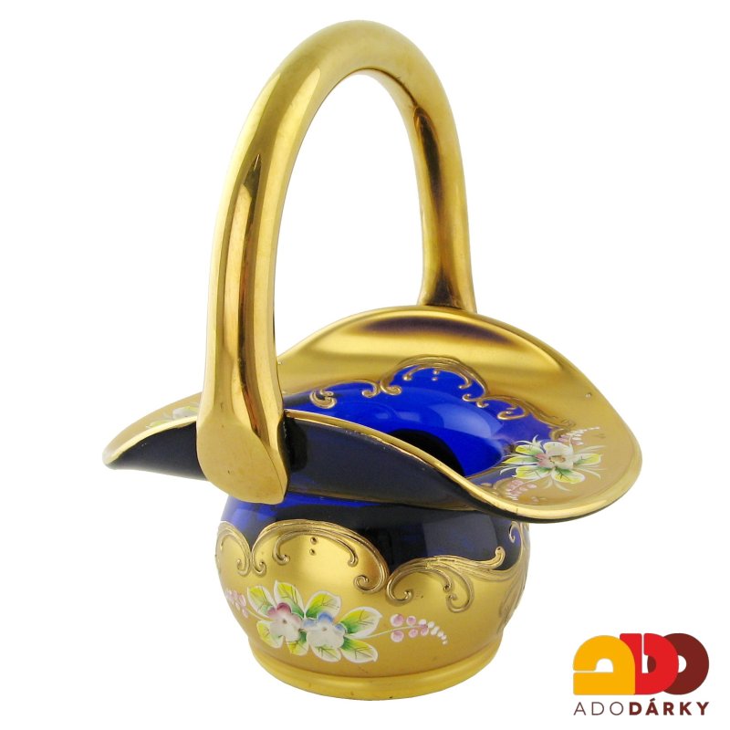 Smaltovaný košík zdobený zlatem 16,5 cm