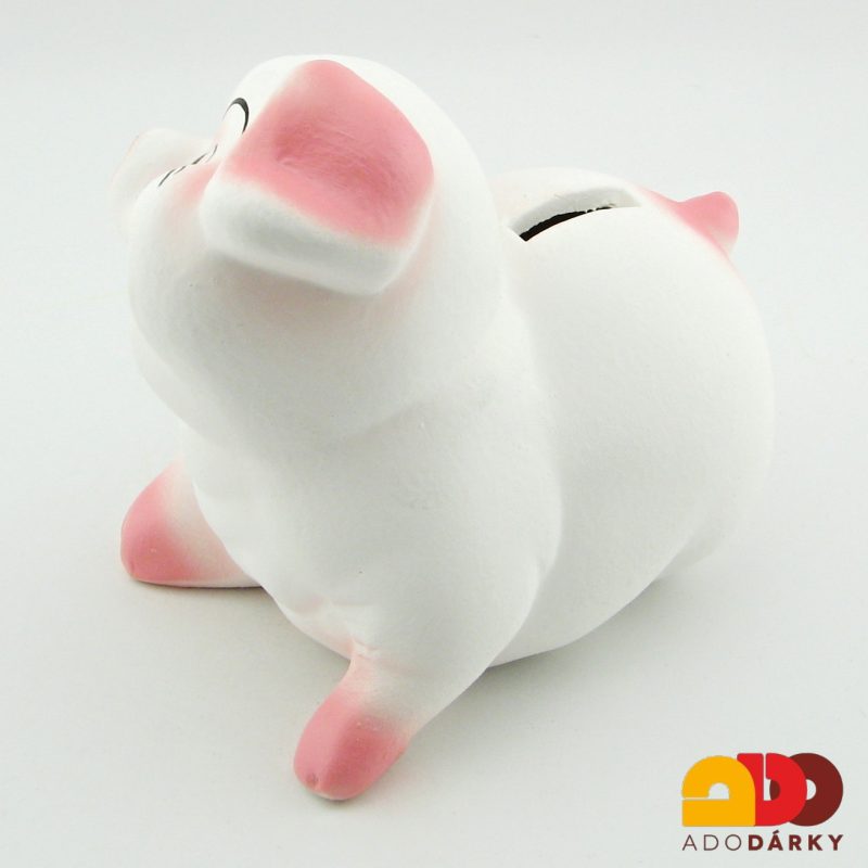 Pokladnička prase malé bílé 19 cm