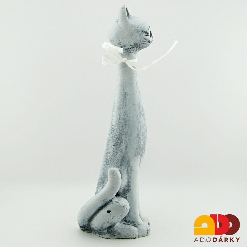 Pokladnička kočka vysoká šedá 44 cm