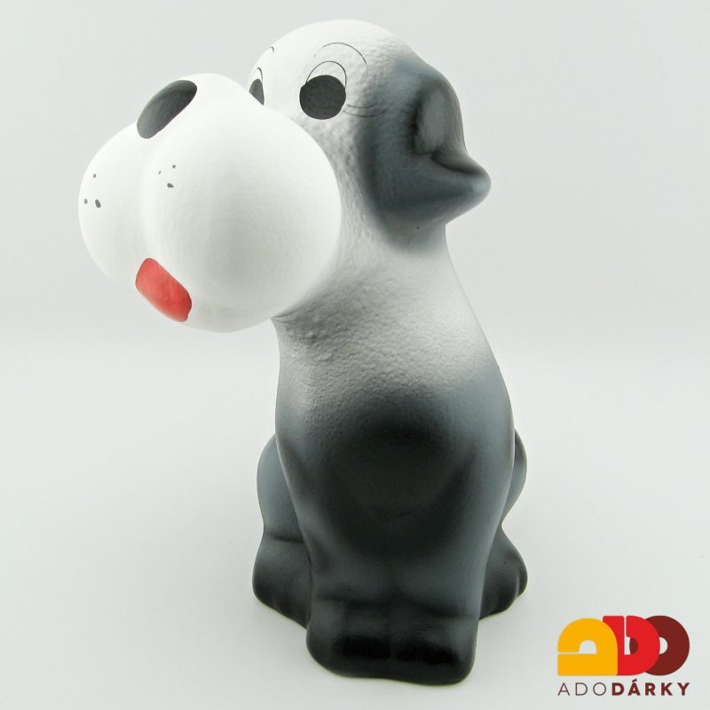 Pokladnička pes velký šedý 29 cm