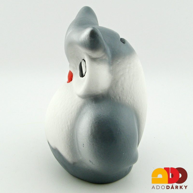 Pokladnička sova malá bílo-šedá 16 cm