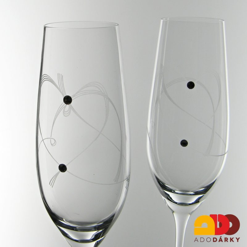 Flétny na šampaňské srdce Swarovski 210 ml sada 2 ks svatební balení