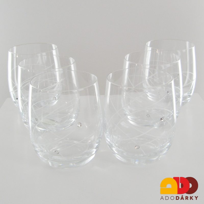 Sklenice na whisky Swarovski se dvěma kamínky 350 ml, 6 ks