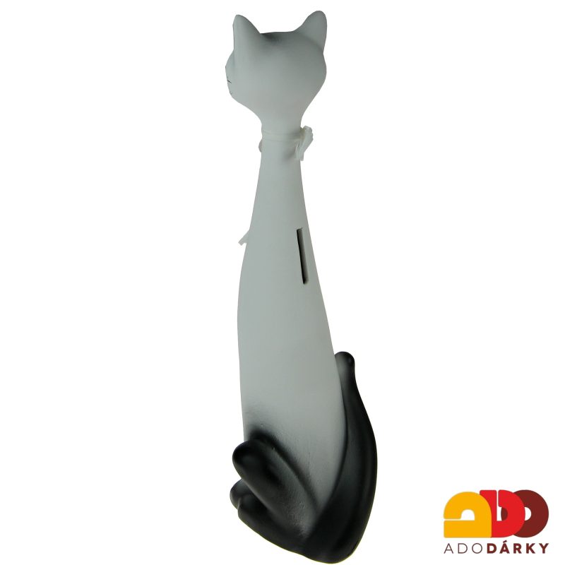 Pokladnička kočka vysoká černo-bílá 44 cm
