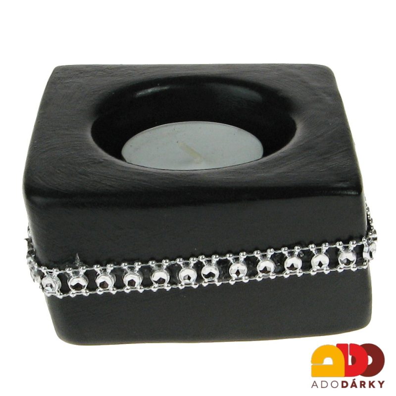 Svícen kostka černý 9,5 x 4 cm
