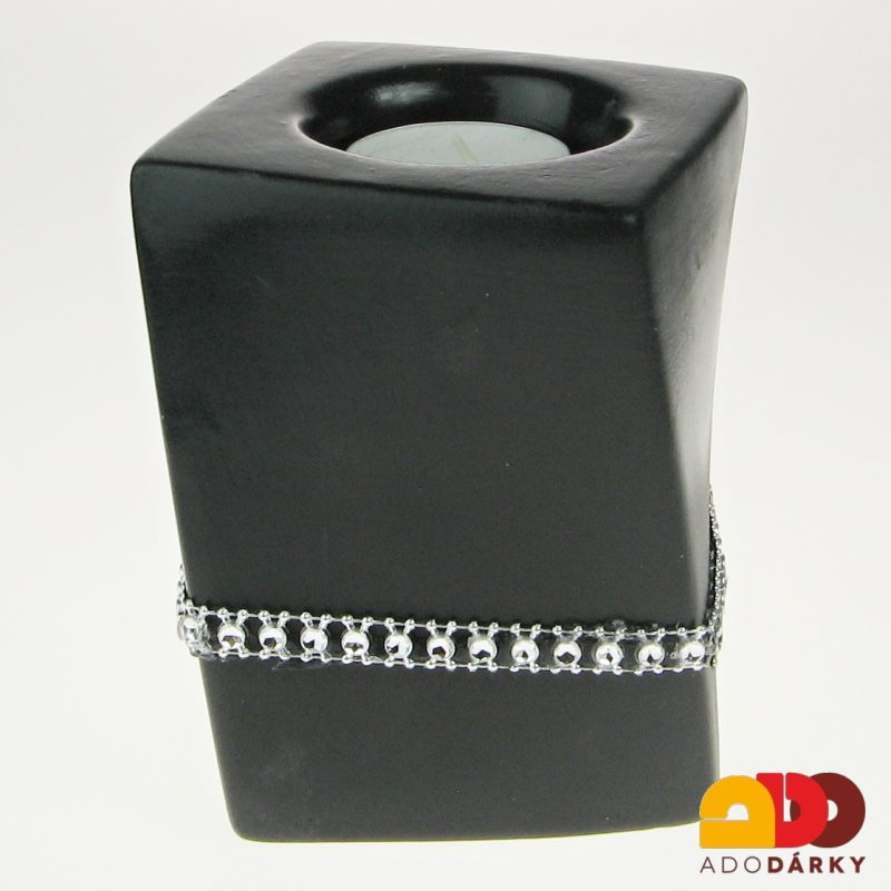 Svícen kostka černý 9,5 x 12 cm