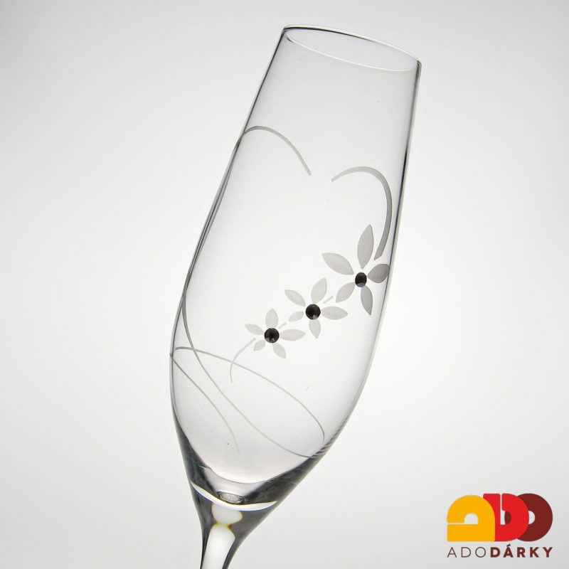 Flétny na šampaňské srdce Swarovski 210 ml sada 6 ks