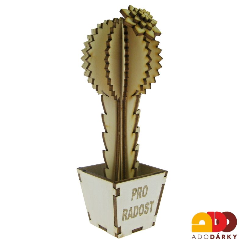 Dřevěný kaktus "Pro radost" vysoký 16 cm